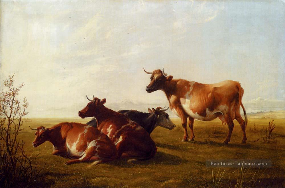 Vaches dans une prairie animaux de ferme bétail Thomas Sidney Cooper Peintures à l'huile